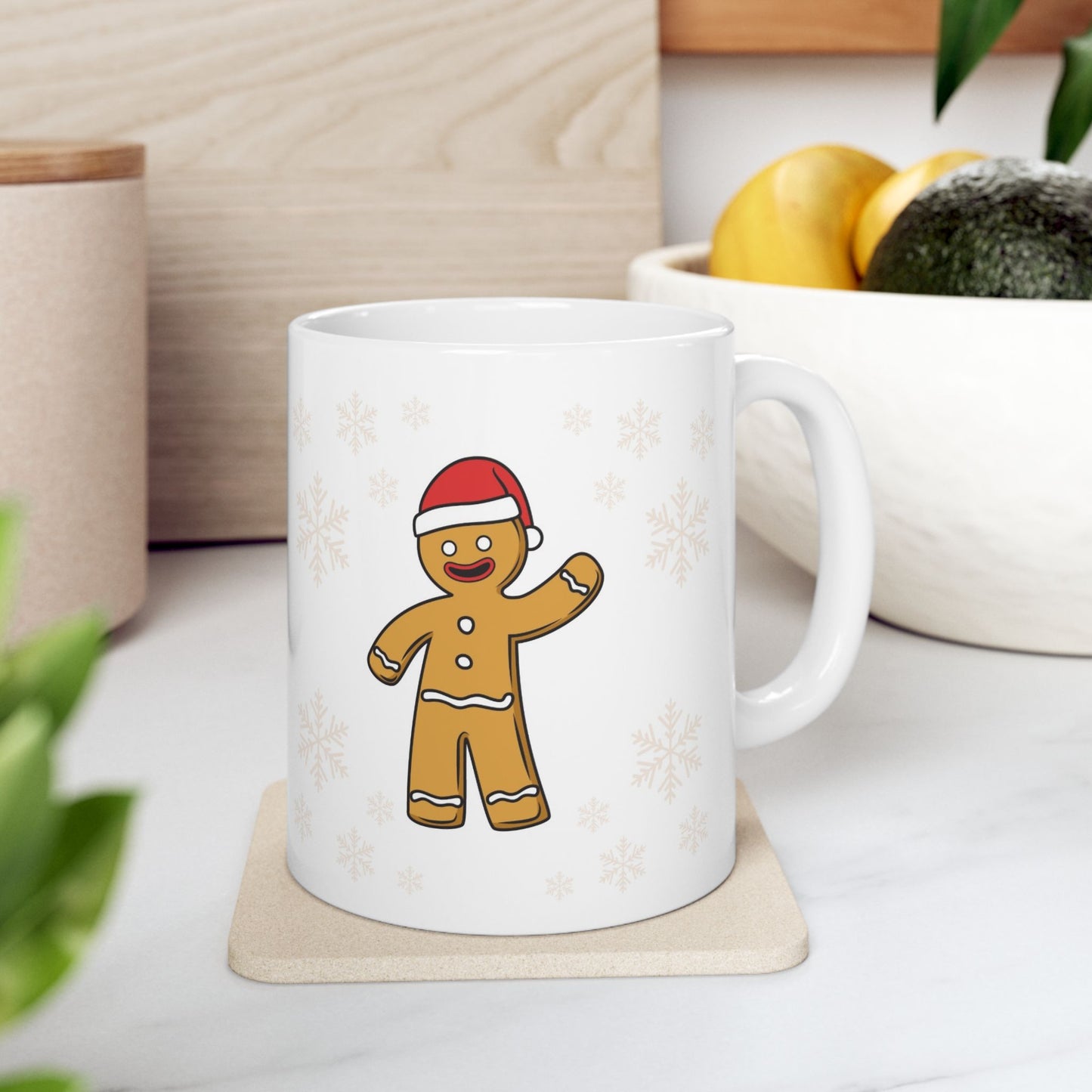 Mug - Gingerbread with Snowflakes Christmas Holiday Theme