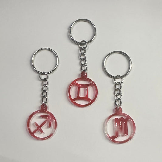 DaRoyal Resin Zodiac Keychains – Red Color for Every Astrological Sign