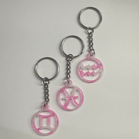 DaRoyal Resin Zodiac Keychains – Pink Color for Every Astrological Sign