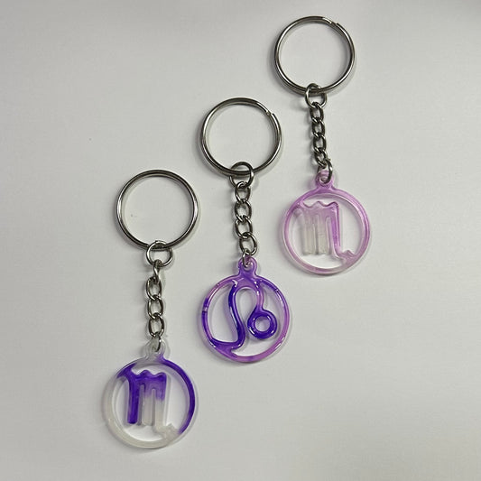 DaRoyal Resin Zodiac Keychains – Purple Color for Every Astrological Sign
