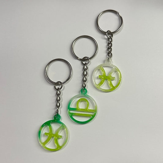 DaRoyal Resin Zodiac Keychains – Green Color for Every Astrological Sign