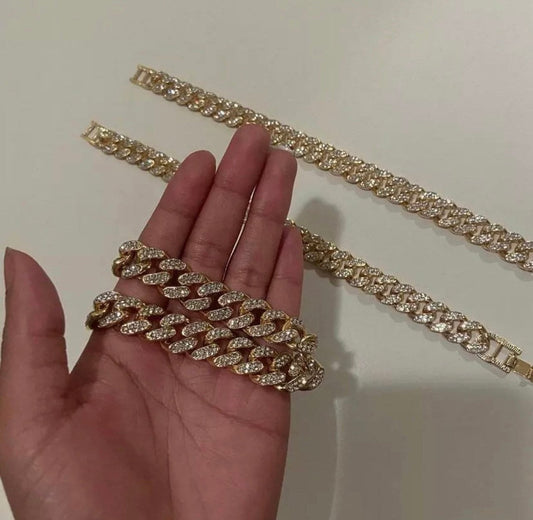 Gold Anklet Diamond Cuban Link