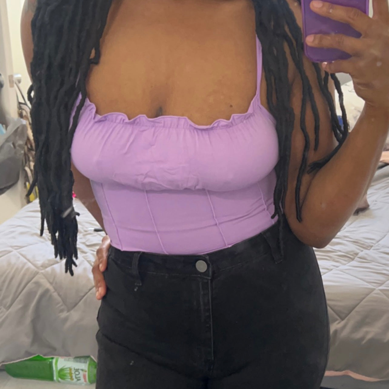 Purple Ruffle Crop Top Tee | DaRoyal Way